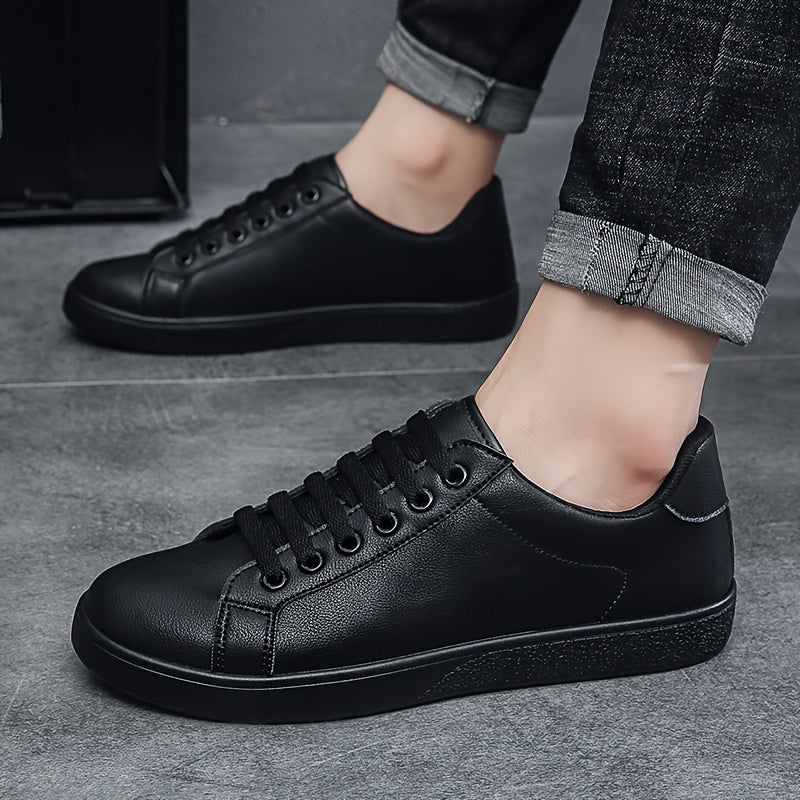 Men's Fashion Skate Shoes - Breathable Non-slip Lace-ups with PU Leather Uppers